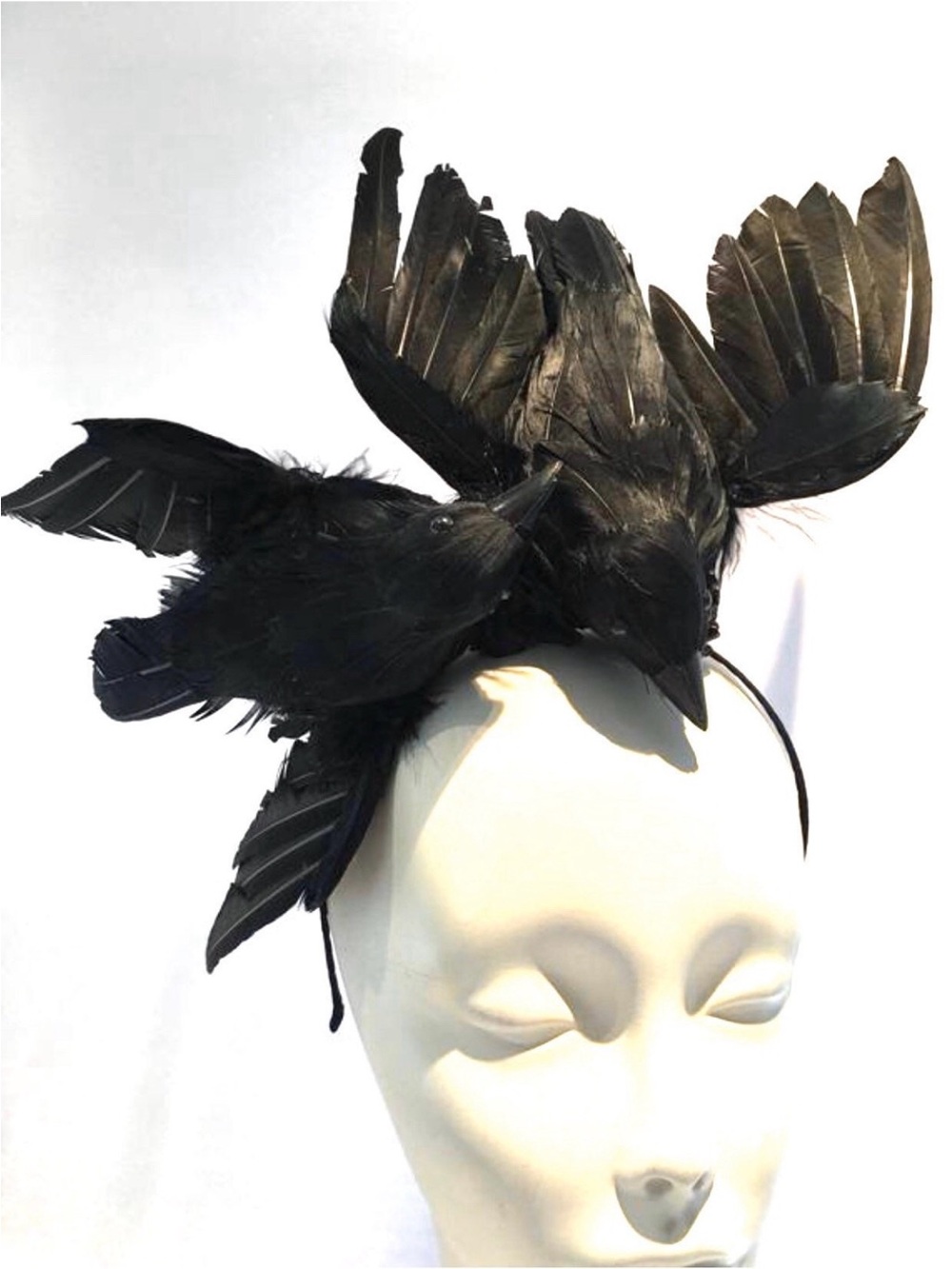 Black Feather Crow Fascinator Headband